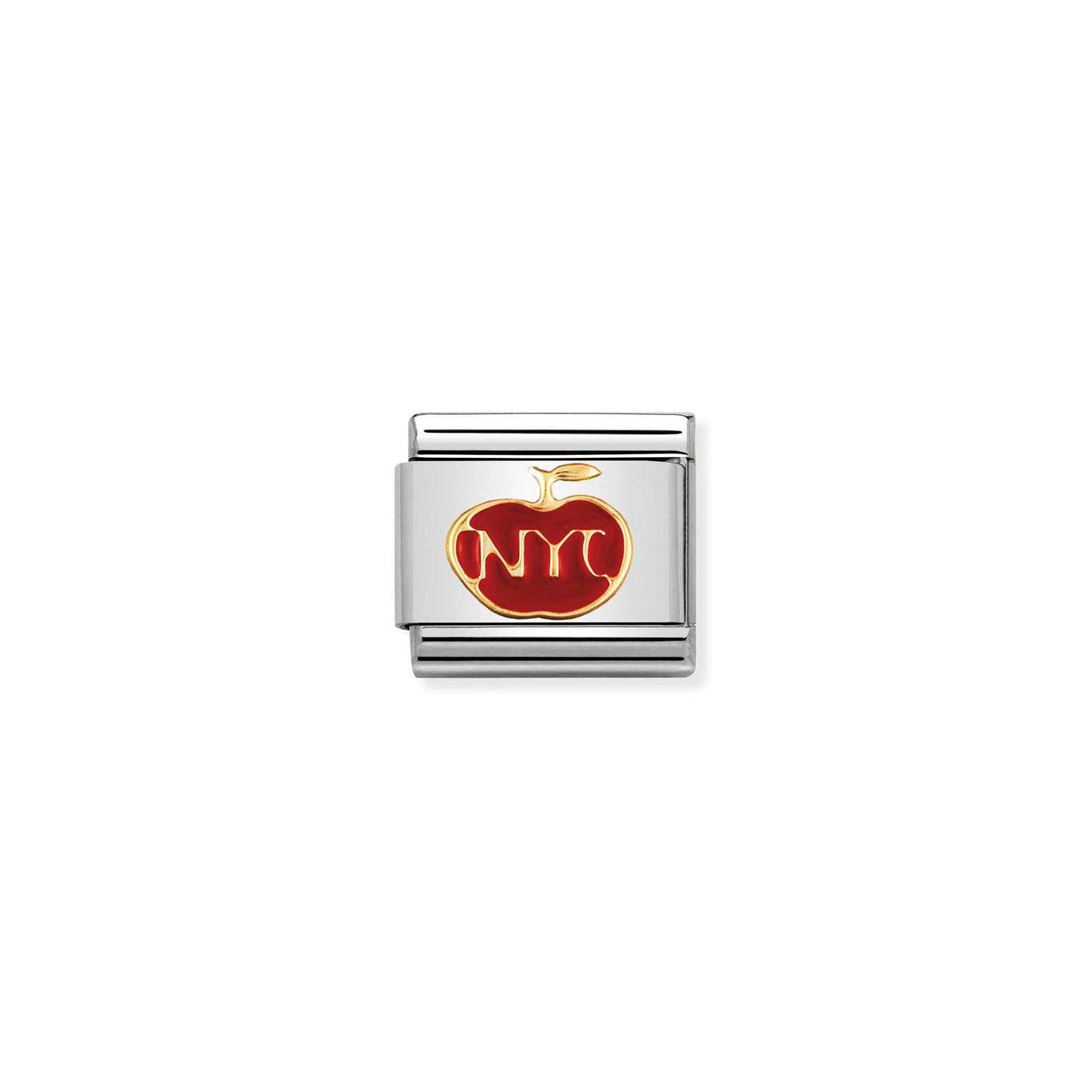 Nomination Classic Link with Enamel 'NYC' Red Apple in Yellow Gold Tone