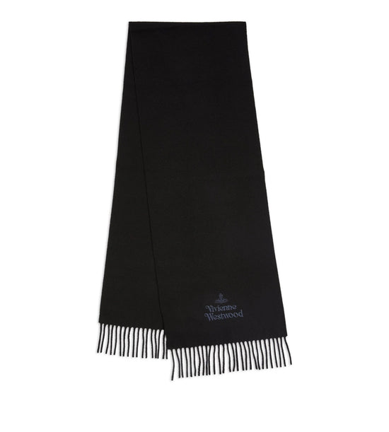 Vivienne Westwood Brand Embroidered Fringed Trim- Black