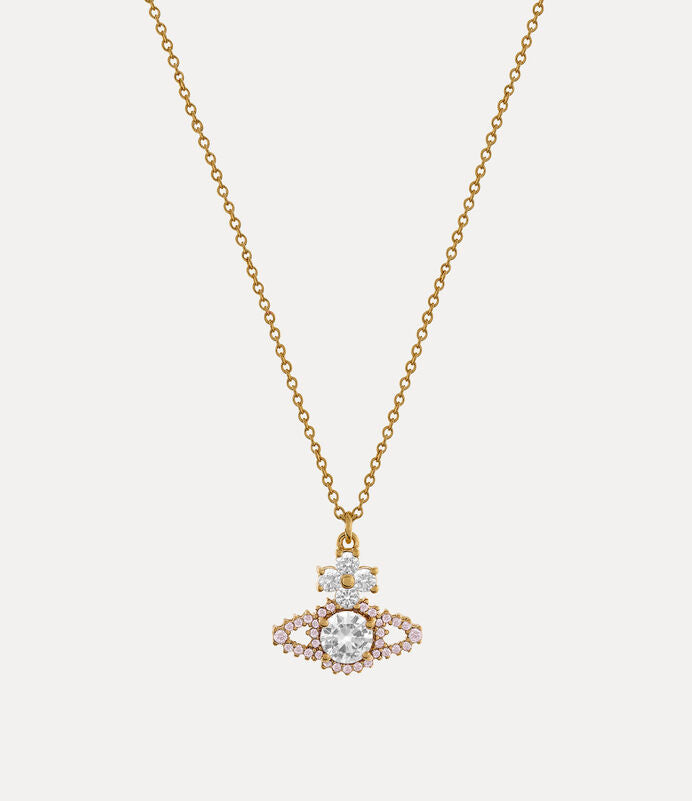 Vivienne Westwood Valentina Pendant Necklace Gold Tone, White & Mauve CZ