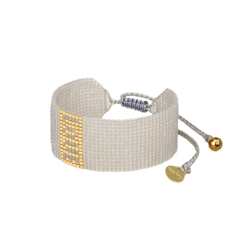 Mishky Grey & Gold Side Love Bracelet