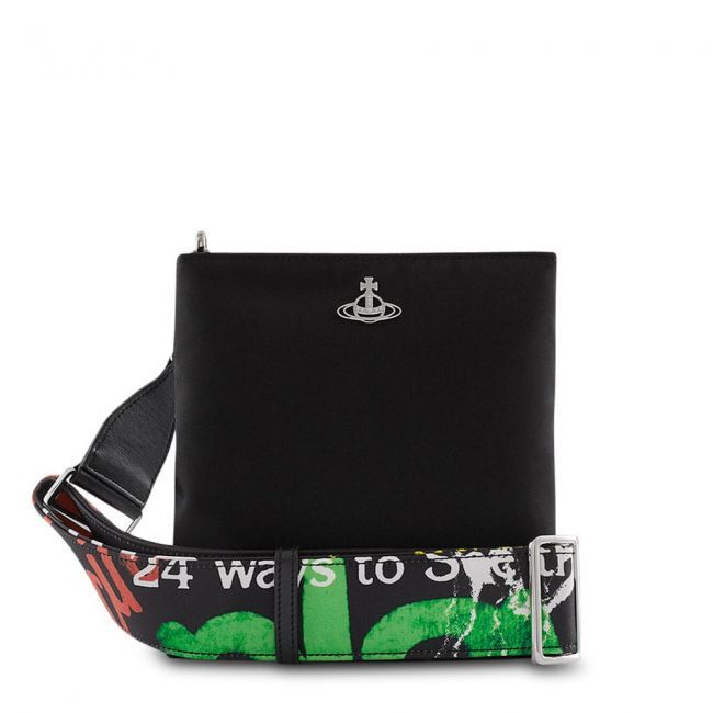 Vivienne Westwood Squire Crossbody Black Bag with Print Strap