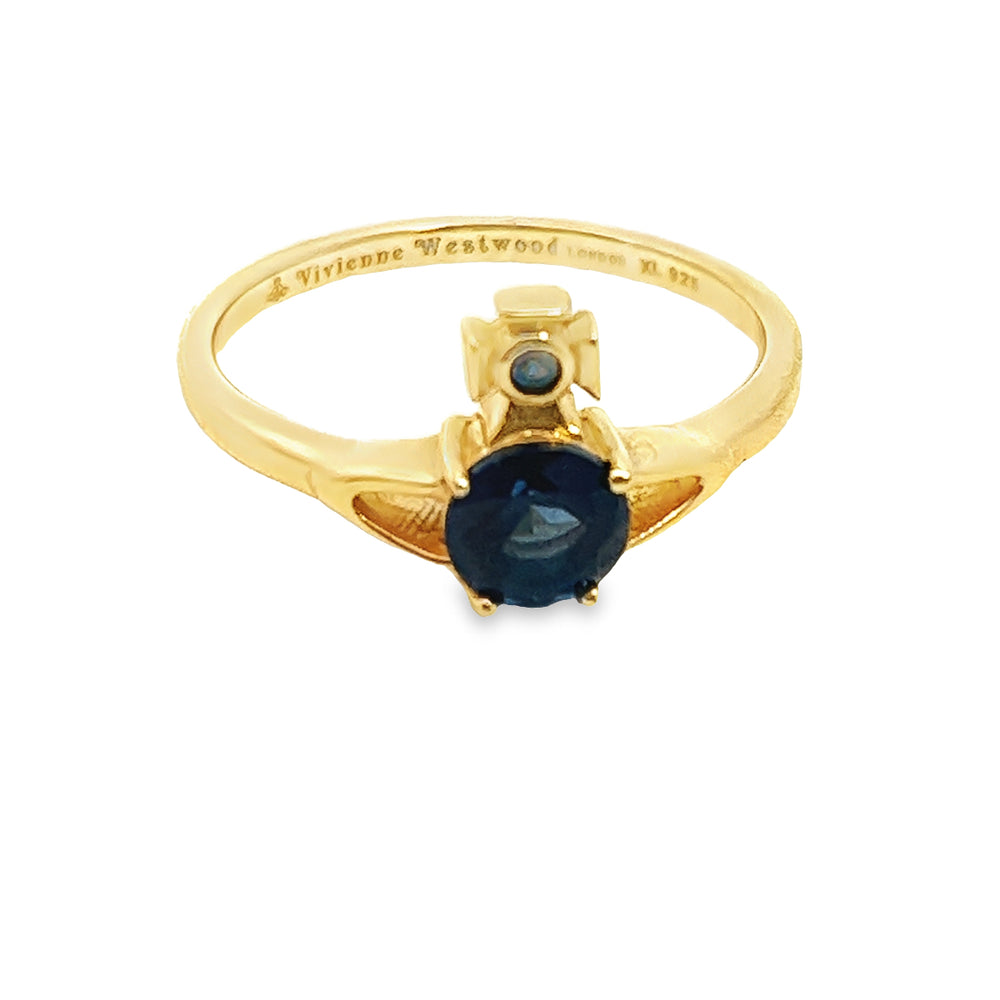 Vivienne Westwood Yellow Gold Tone Sapphire Blue Reina Ring