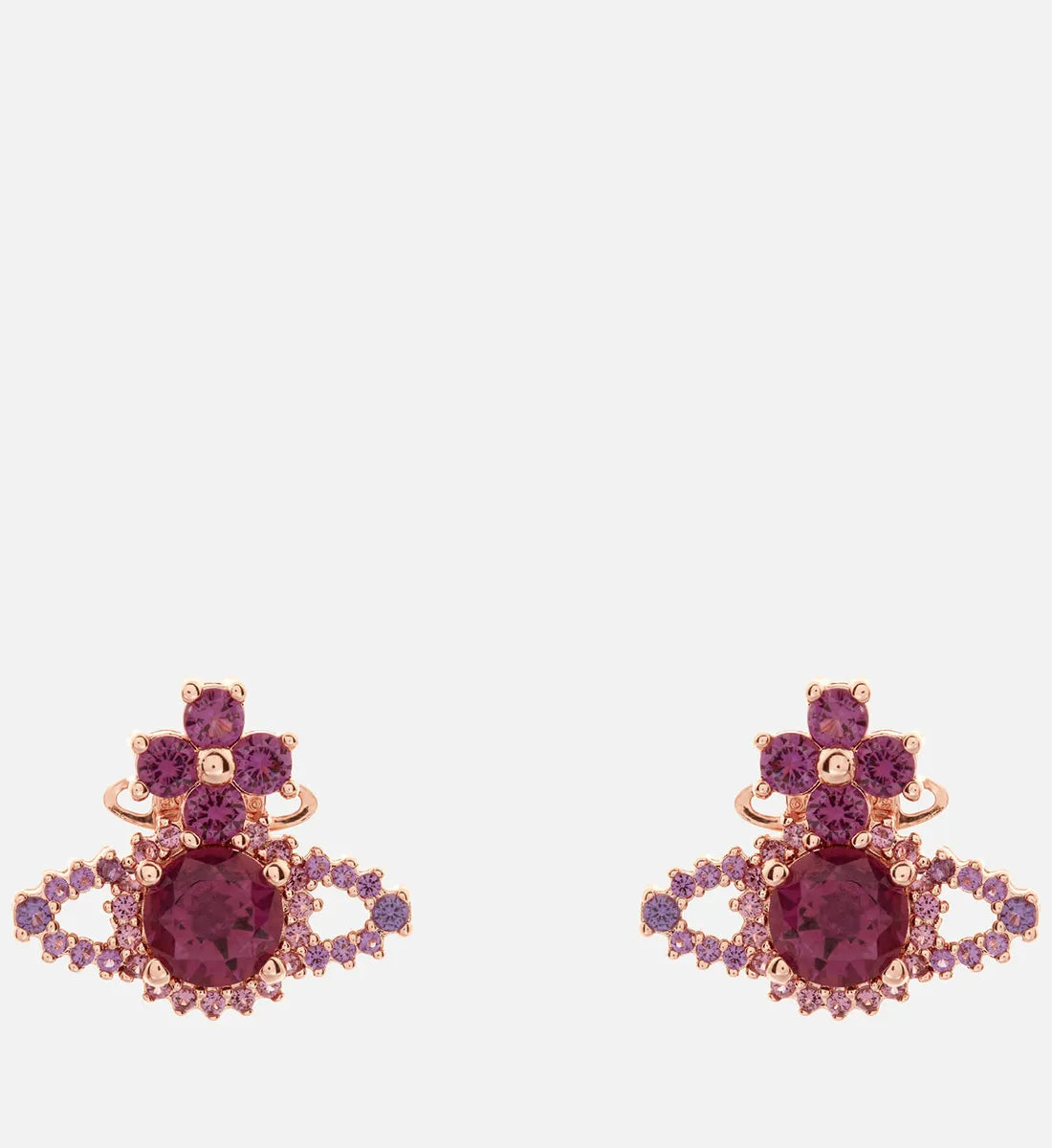 Vivienne Westwood Women's Valentina Orb Earrings-Rose with Red Stones