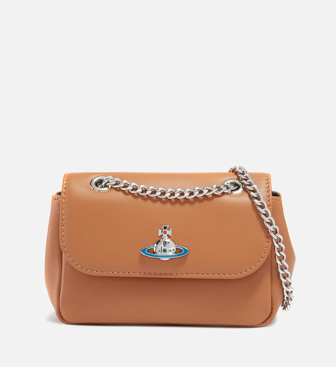 Vivienne Westwood Nappa Small Purse with Chain in Tan