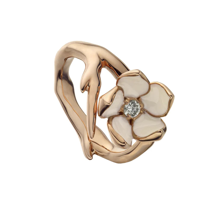 Shaun Leane Cherry Blossom Flower Ring Rose Gold Vermeil & Diamond