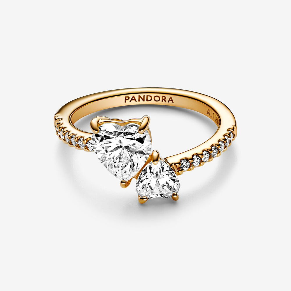 
                      
                        Pandora Double Heart Sparkling Ring-Yellow Gold
                      
                    