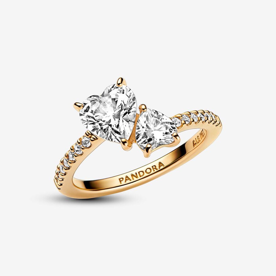 
                      
                        Pandora Double Heart Sparkling Ring-Yellow Gold
                      
                    