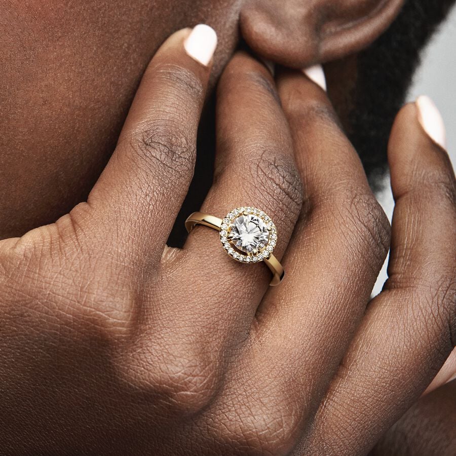 
                      
                        Pandora Sparkling Round Halo Ring-Yellow Gold
                      
                    