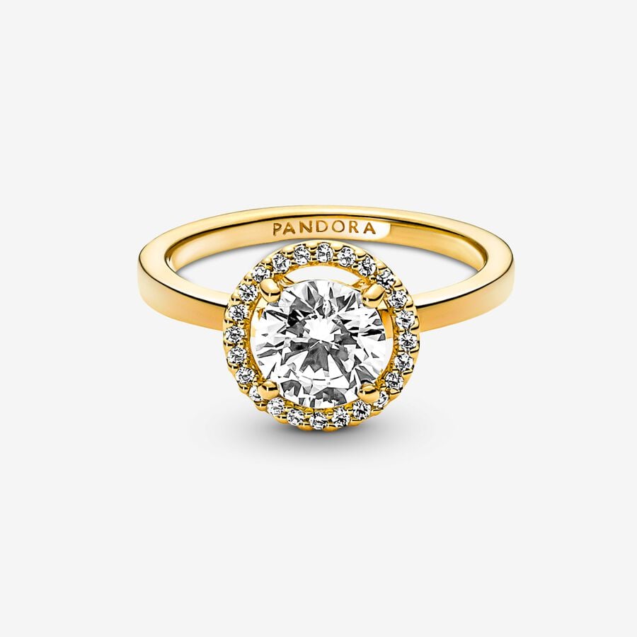 
                      
                        Pandora Sparkling Round Halo Ring-Yellow Gold
                      
                    