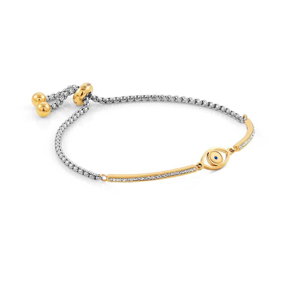 Milleluci Gold Finish Cubic Zirconia Eye Bracelet