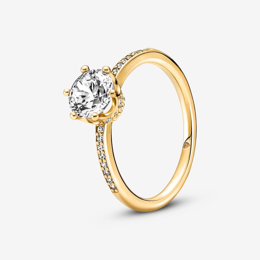 Pandora Clear Sparkling Crown Solitaire Ring