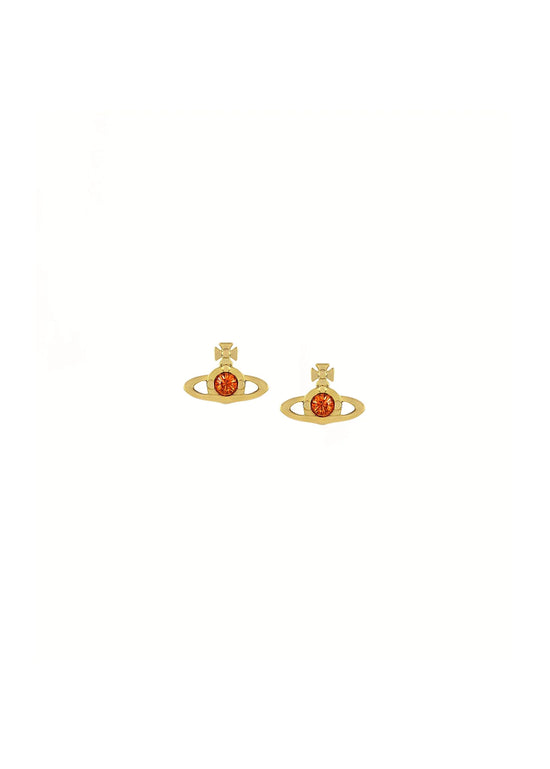 Vivienne Westwood Nano Earrings-Yellow gold with Red Stone