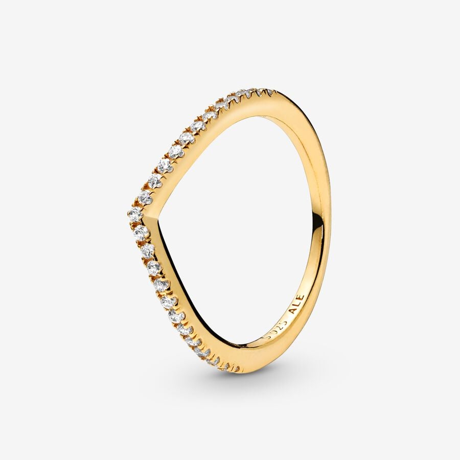 Pandora Sparkling Wishbone Ring Gold