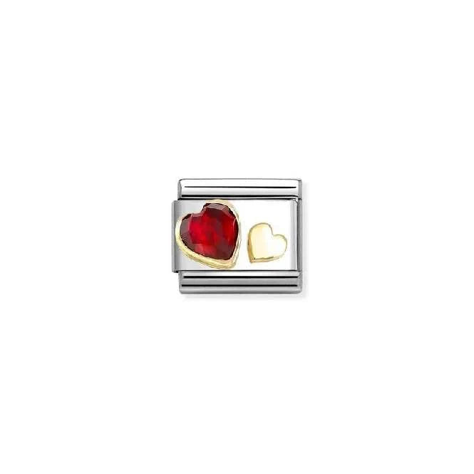 Nomination Classic Link Hearts with Red CZ