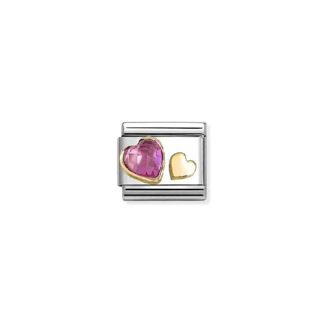 Nomination Classic Link Hearts with Dark Pink CZ