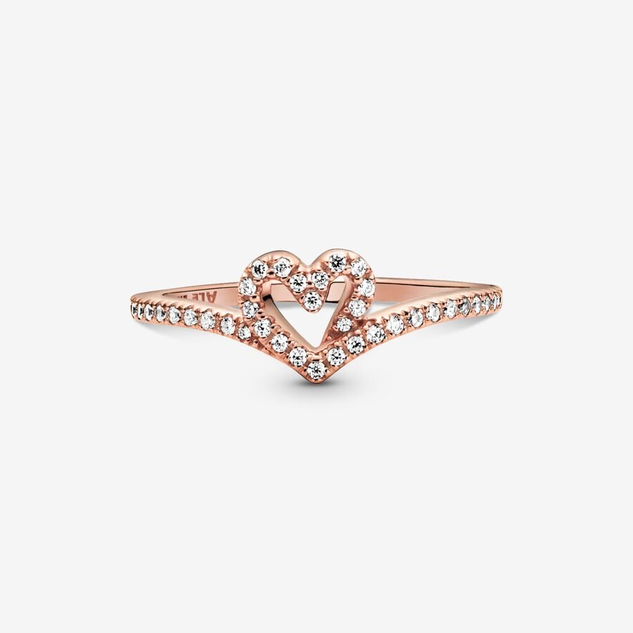 
                      
                        Pandora Sparkling Wishbone Heart Ring
                      
                    