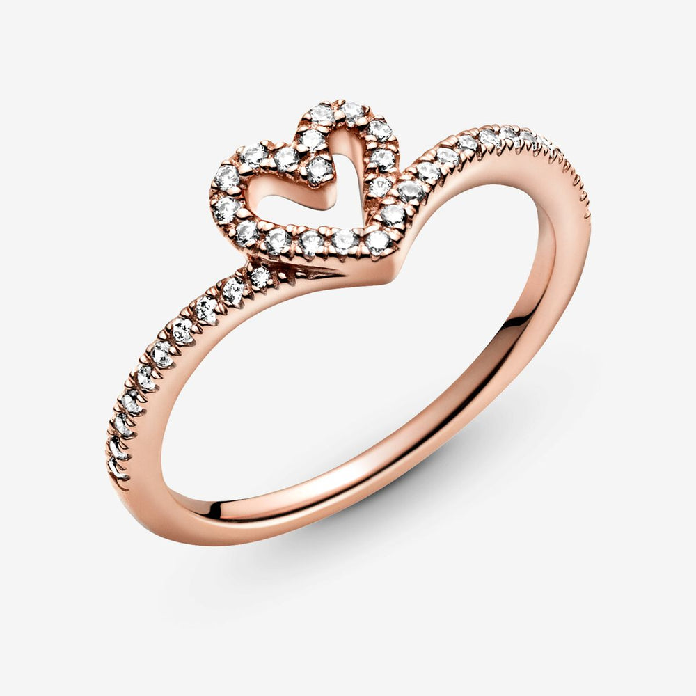 
                      
                        Pandora Sparkling Wishbone Heart Ring
                      
                    