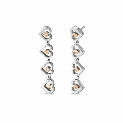 Clogau Tree of Life Sterling Silver Heart Drop-Stud Earrings