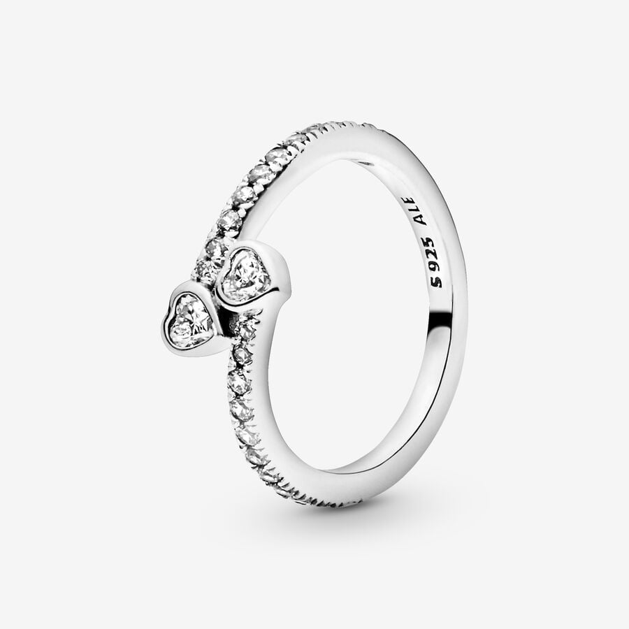 Pandora Two Sparkling Hearts Ring