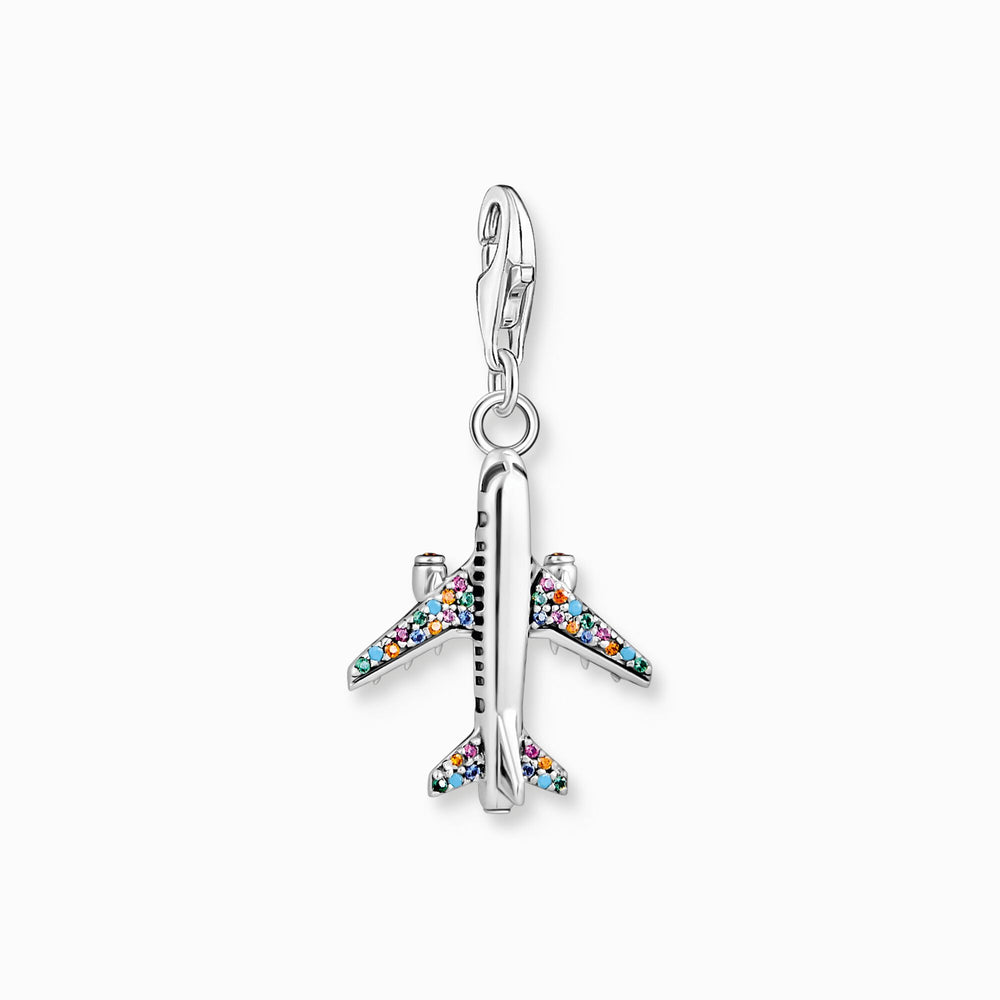 Thomas Sabo Charm pendant with colourful aeroplane silver