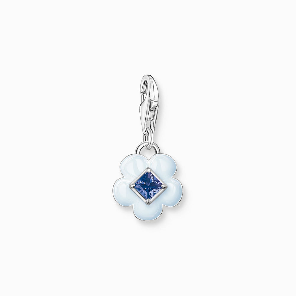 Thomas Sabo Charm pendant flower with blue stone silver