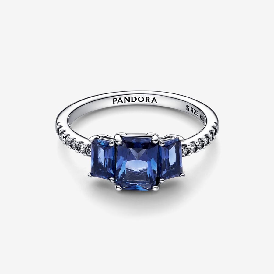 
                      
                        Pandora Blue Rectangular Three Stone Sparkling Ring
                      
                    