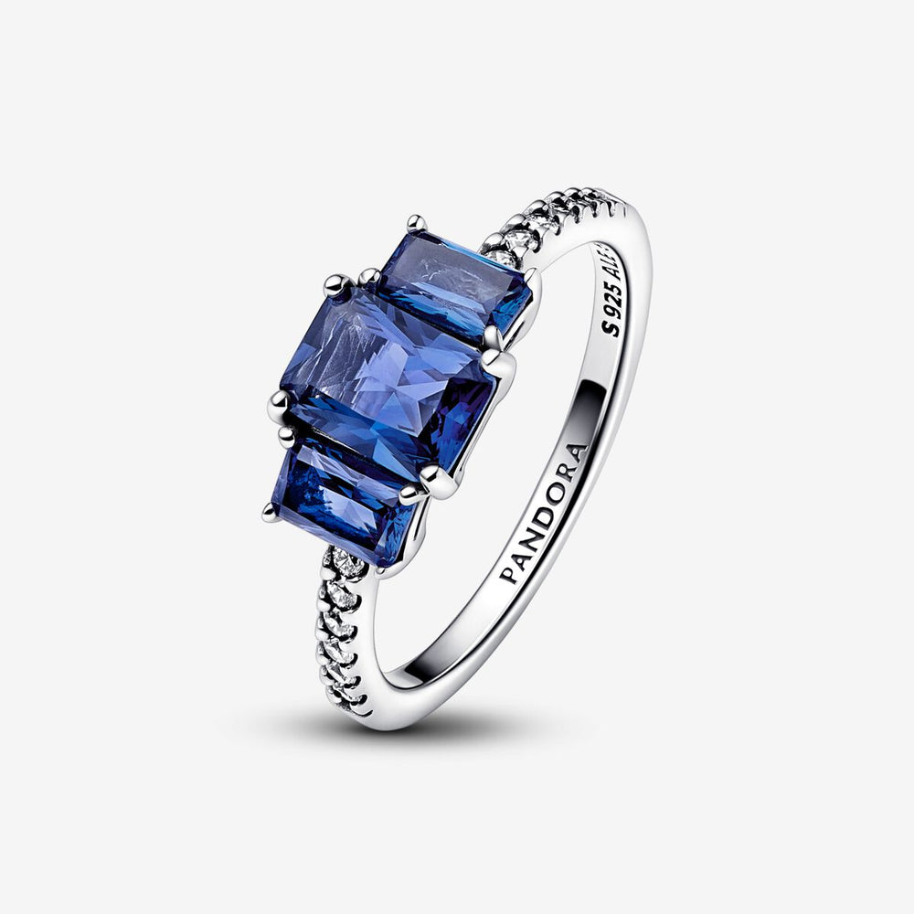 
                      
                        Pandora Blue Rectangular Three Stone Sparkling Ring
                      
                    