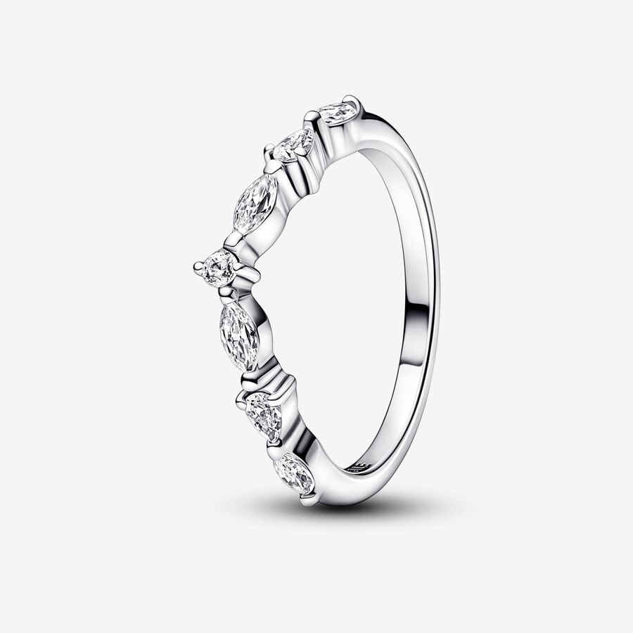 PANDORA Timeless Wishbone Sparkling Alternating Ring