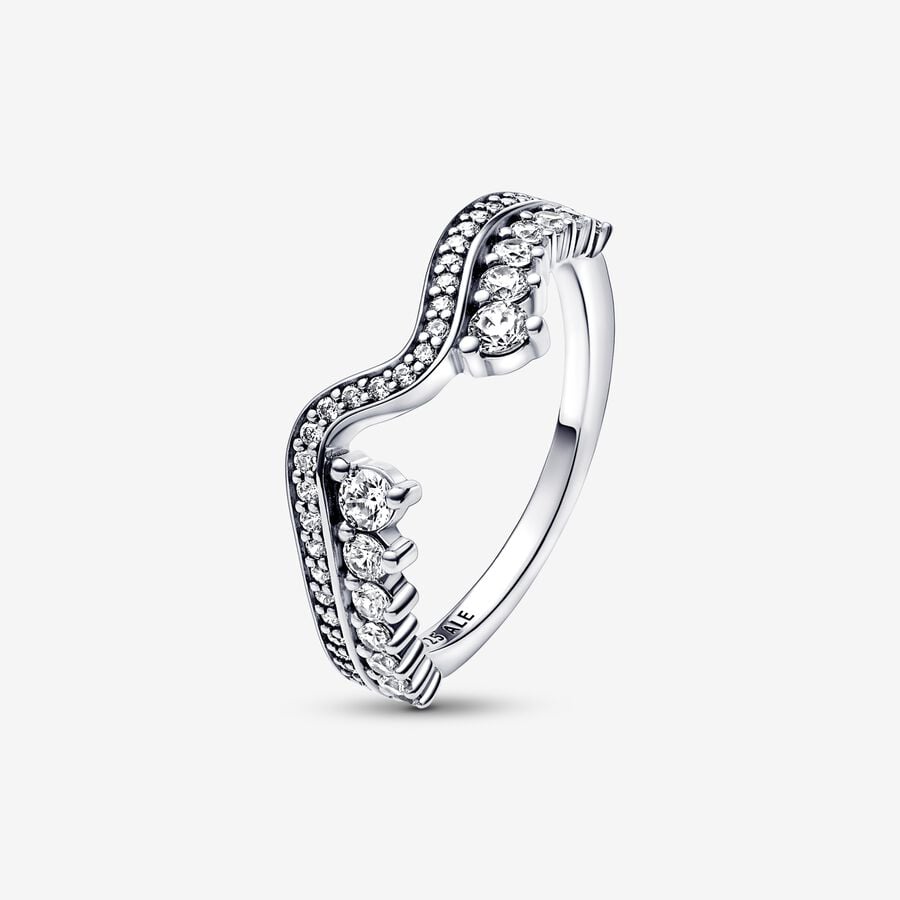 
                      
                        Pandora Sparkling Asymmetric Wave Ring
                      
                    