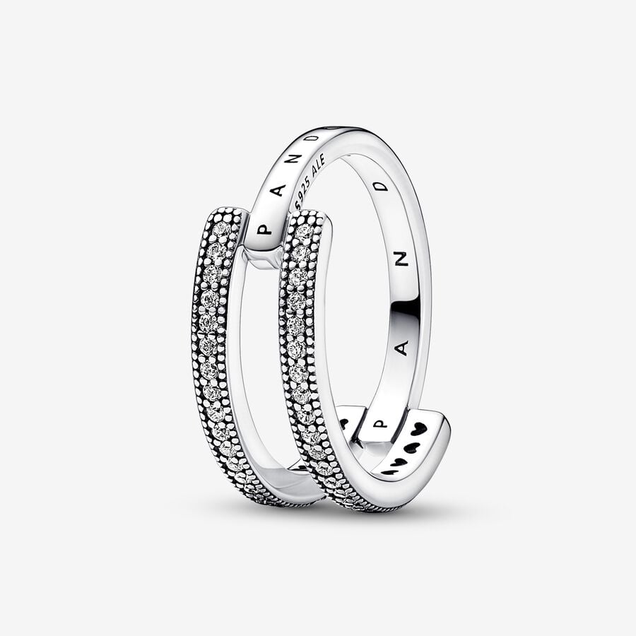 Pandora Signature Logo & Pavé Double Band Ring