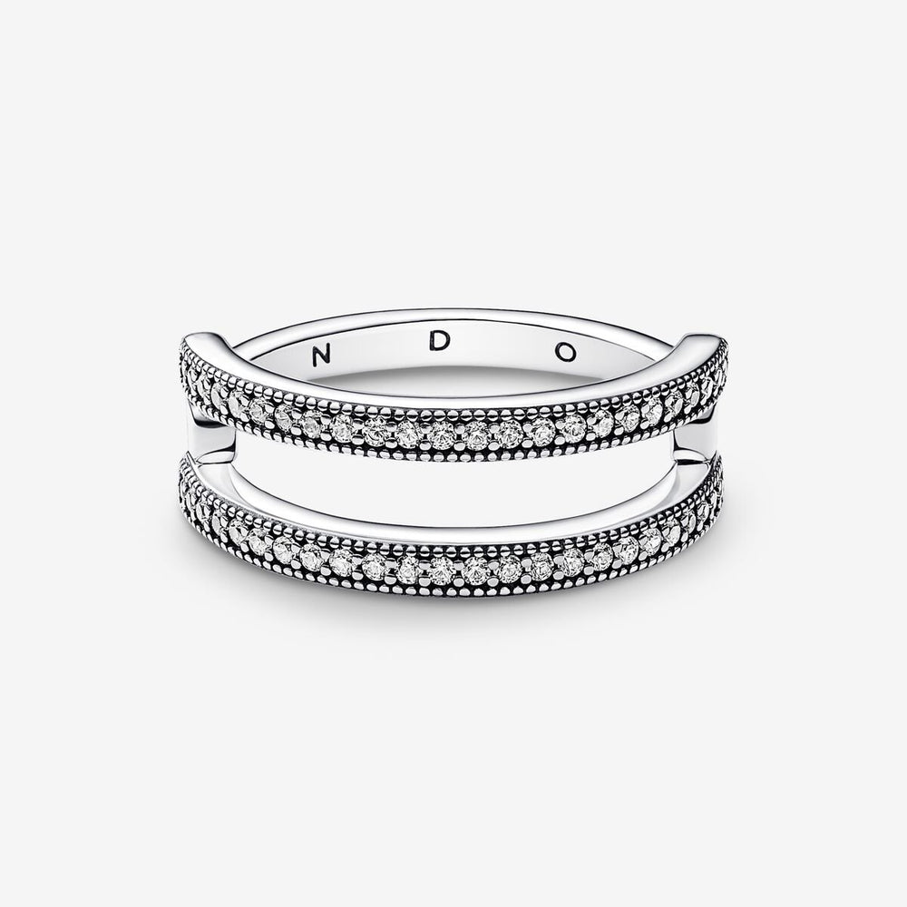 
                      
                        Pandora Signature Logo & Pavé Double Band Ring
                      
                    