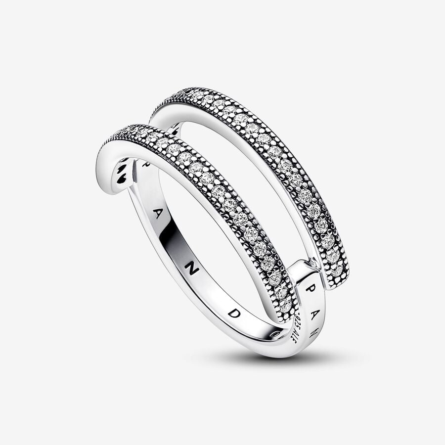 
                      
                        Pandora Signature Logo & Pavé Double Band Ring
                      
                    