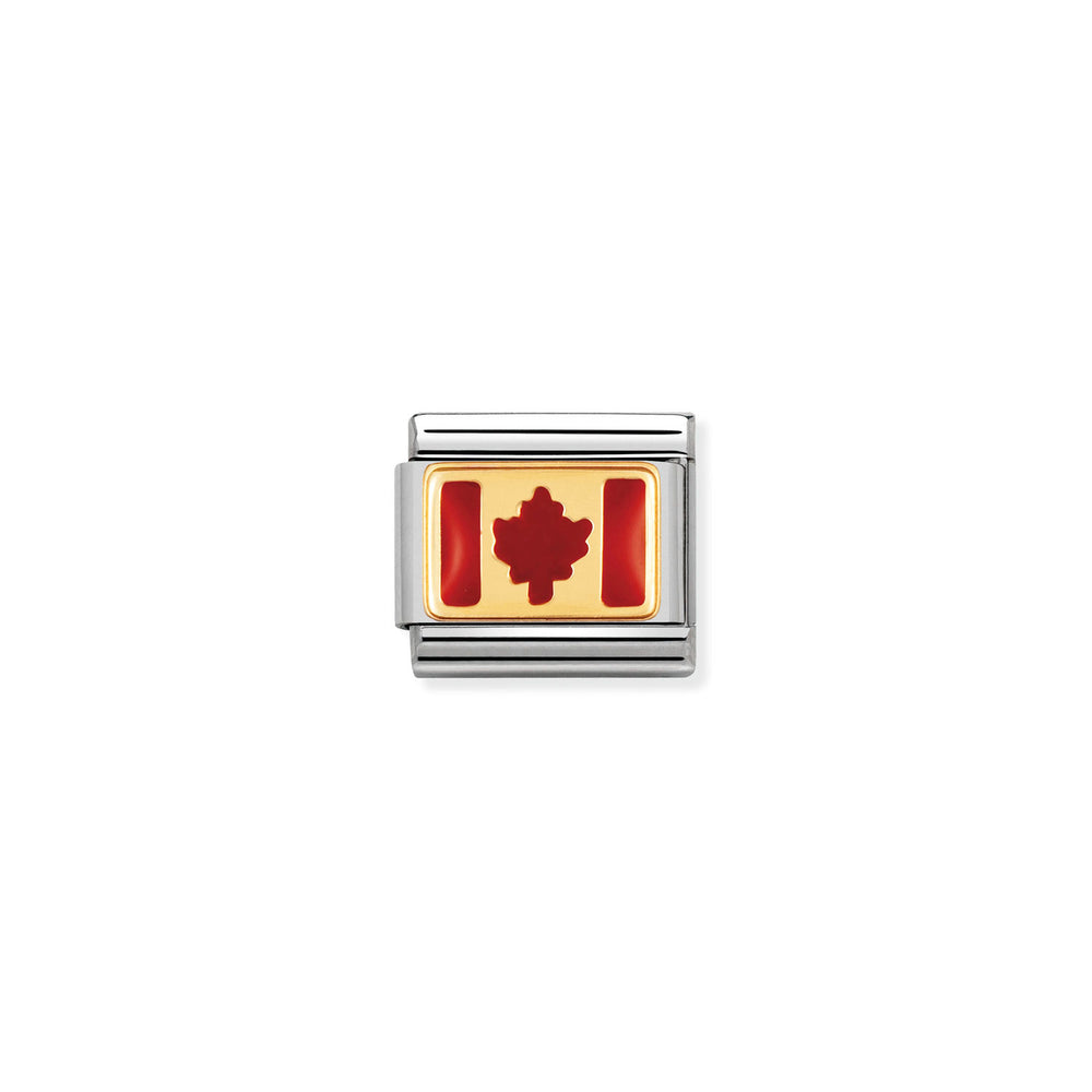 Nomination Classic Link with Enamel Canada Flag in Yellow Gold Tone
