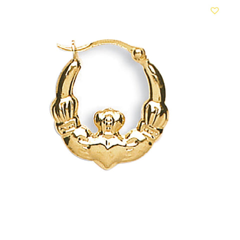 9ct Gold Claddagh Hoop Earrings
