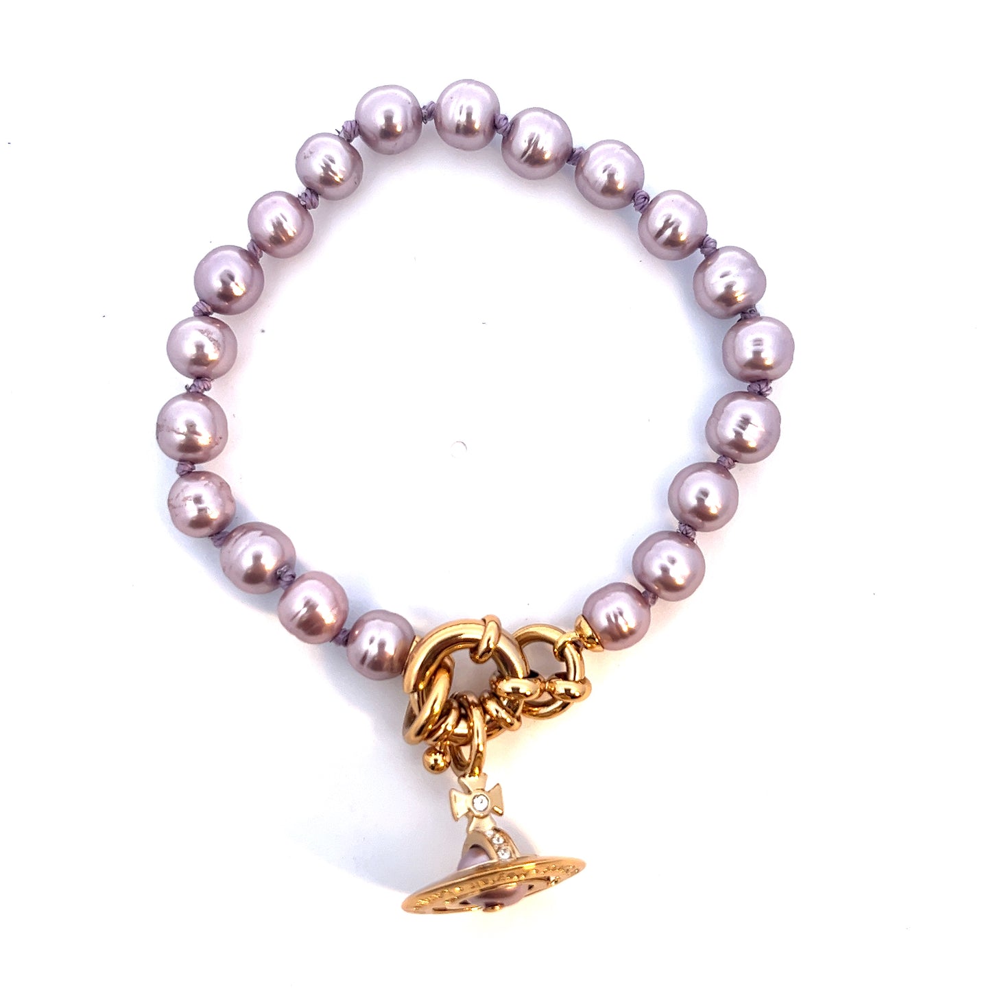 Vivienne Westwood Aleksa Gold Tone and Lilac Pearl Bracelet