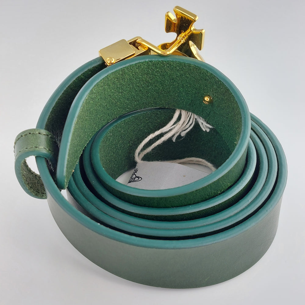 
                      
                        Vivienne Westwood Green 3D Gold Orb Buckle Belt
                      
                    