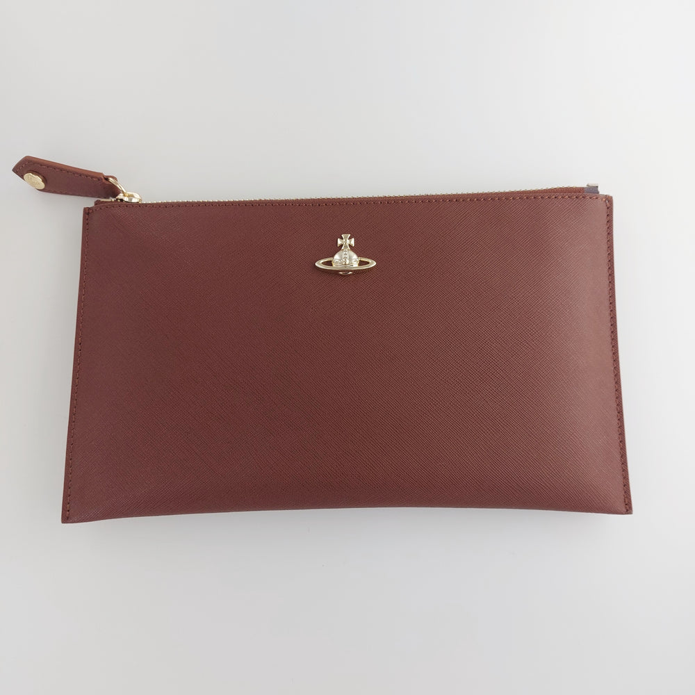 Vivienne Westwood Brown Saffiano Purse with Zip