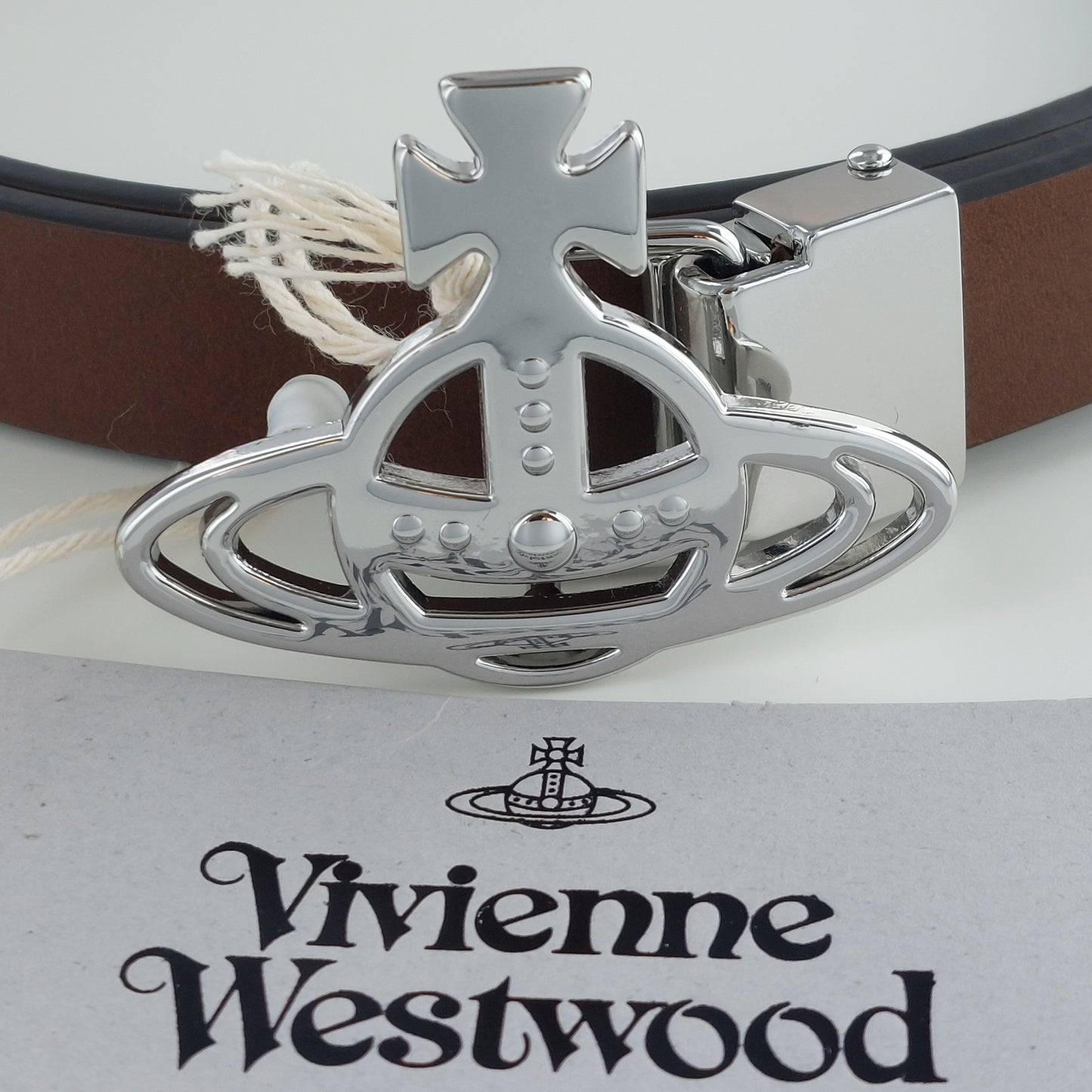 Vivienne Westwood Small Line Silver Orb Buckle Belt