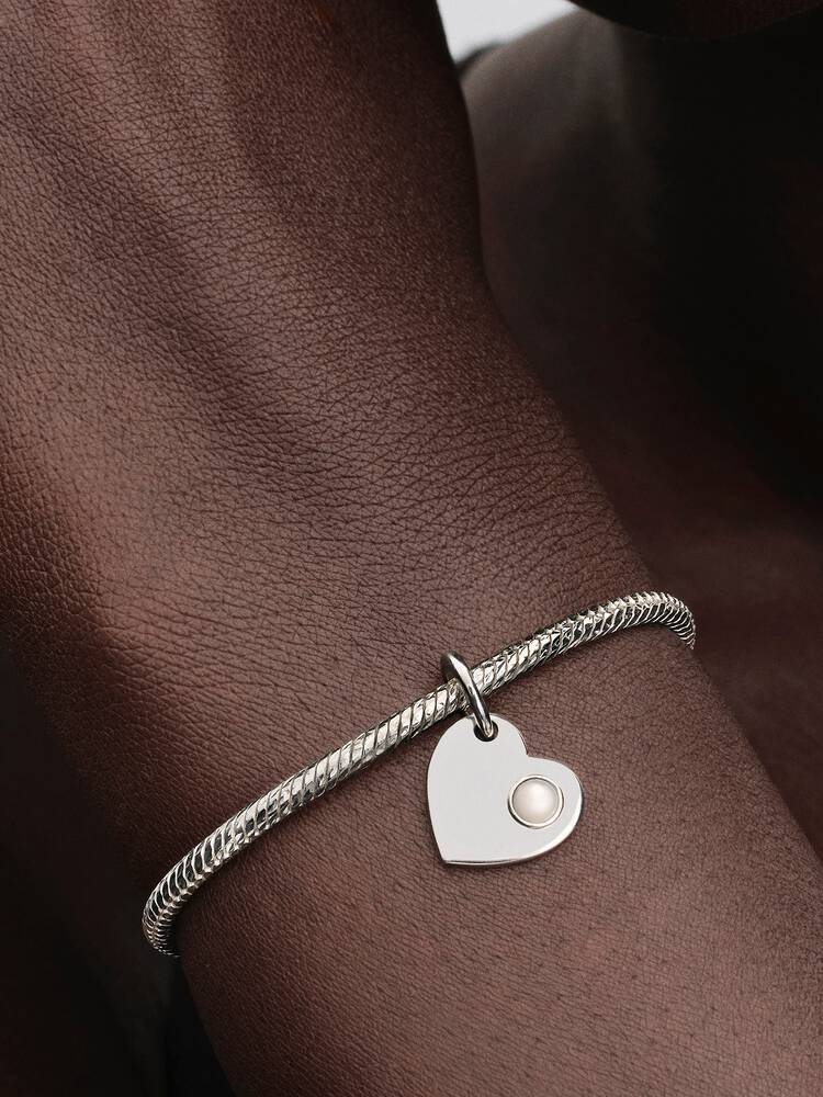 Pandora June Heart White Stone Dangle Charm