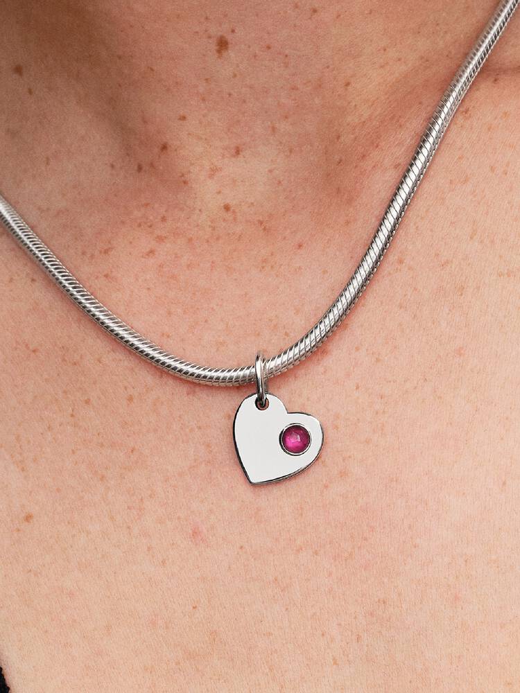 Pandora July Heart True Red Stone Dangle Charm