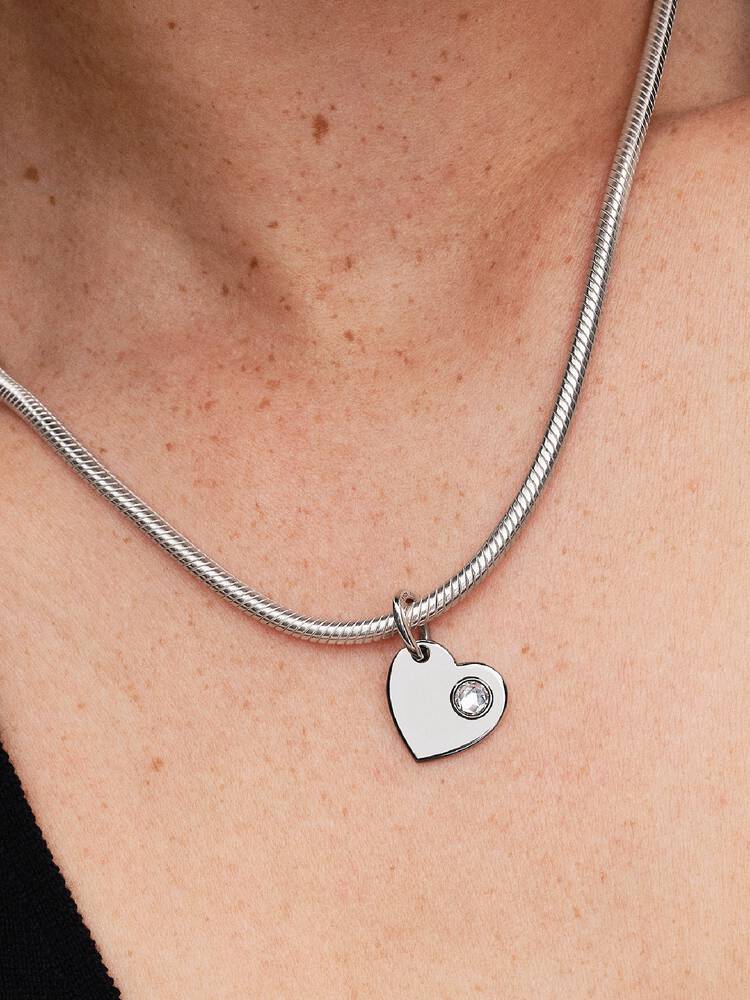 Pandora April Heart Clear Stone Dangle Charm