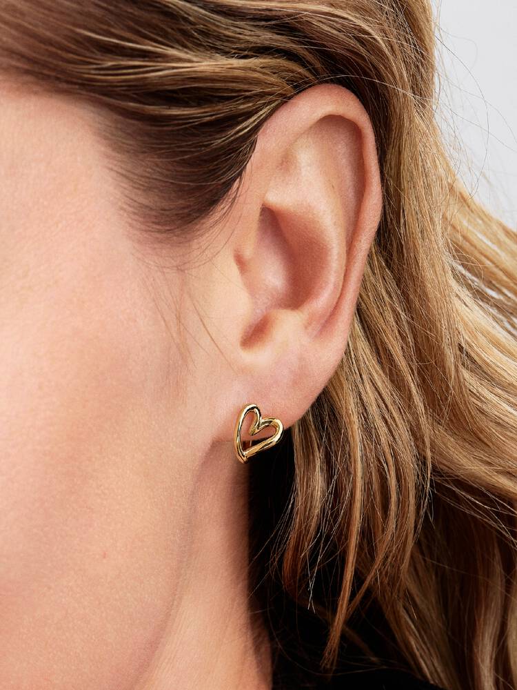 Pandora Organically Shaped Heart Small Hoop Earrings