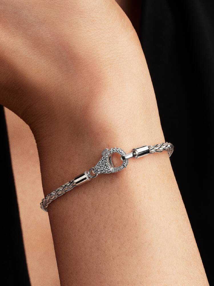 Pandora Pavé Clasp Foxtail Chain Charm Bracelet
