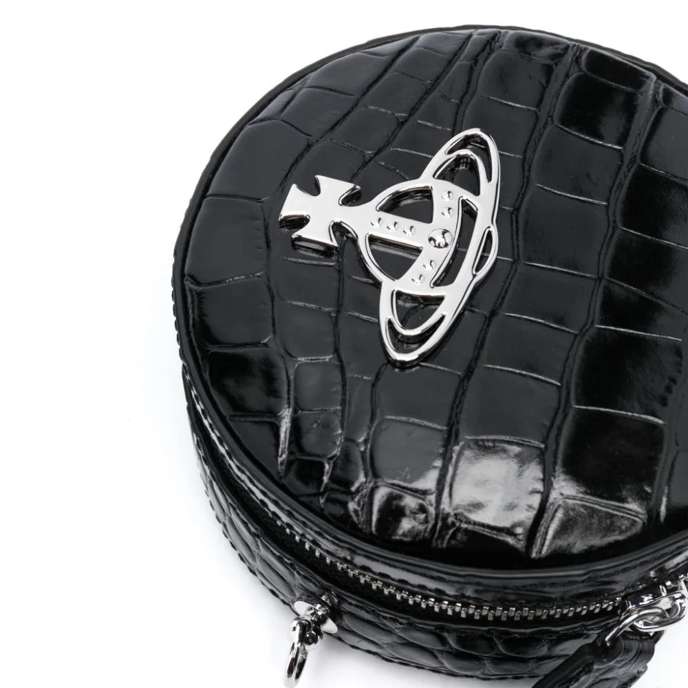 
                      
                        Vivienne Westwood Crocodile Mini Round Crossbody Black Bag
                      
                    