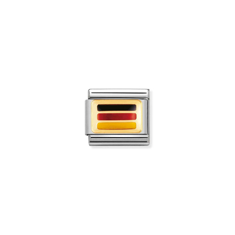 Nomination Classic Link with Enamel Germany Flag in Yellow Gold Tone