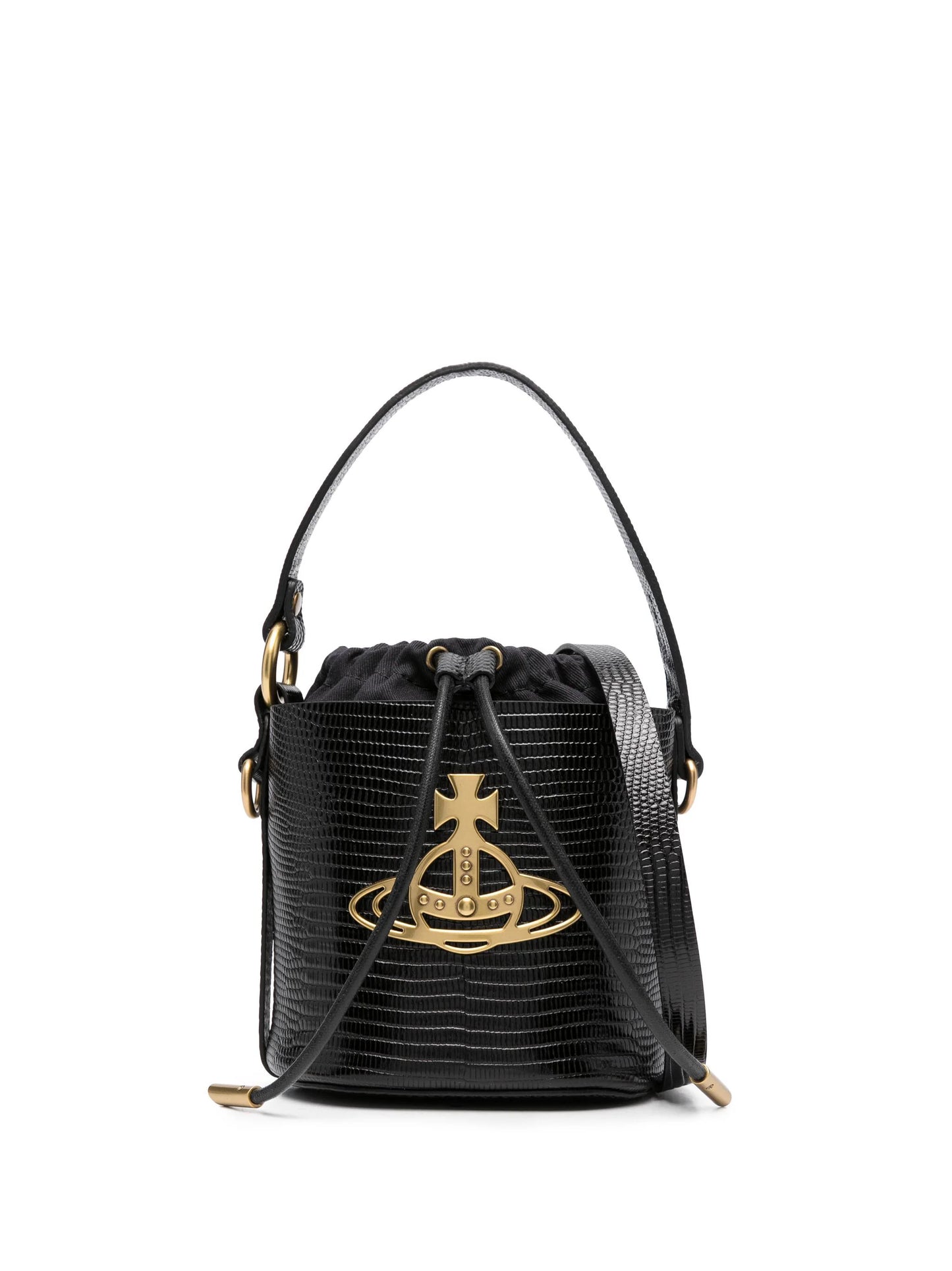 Vivienne Westwood Black Daisy Drawstring Bucket Bag – Coe Vivienne Westwood Black Daisy Drawstring Bucket Bag – Coe