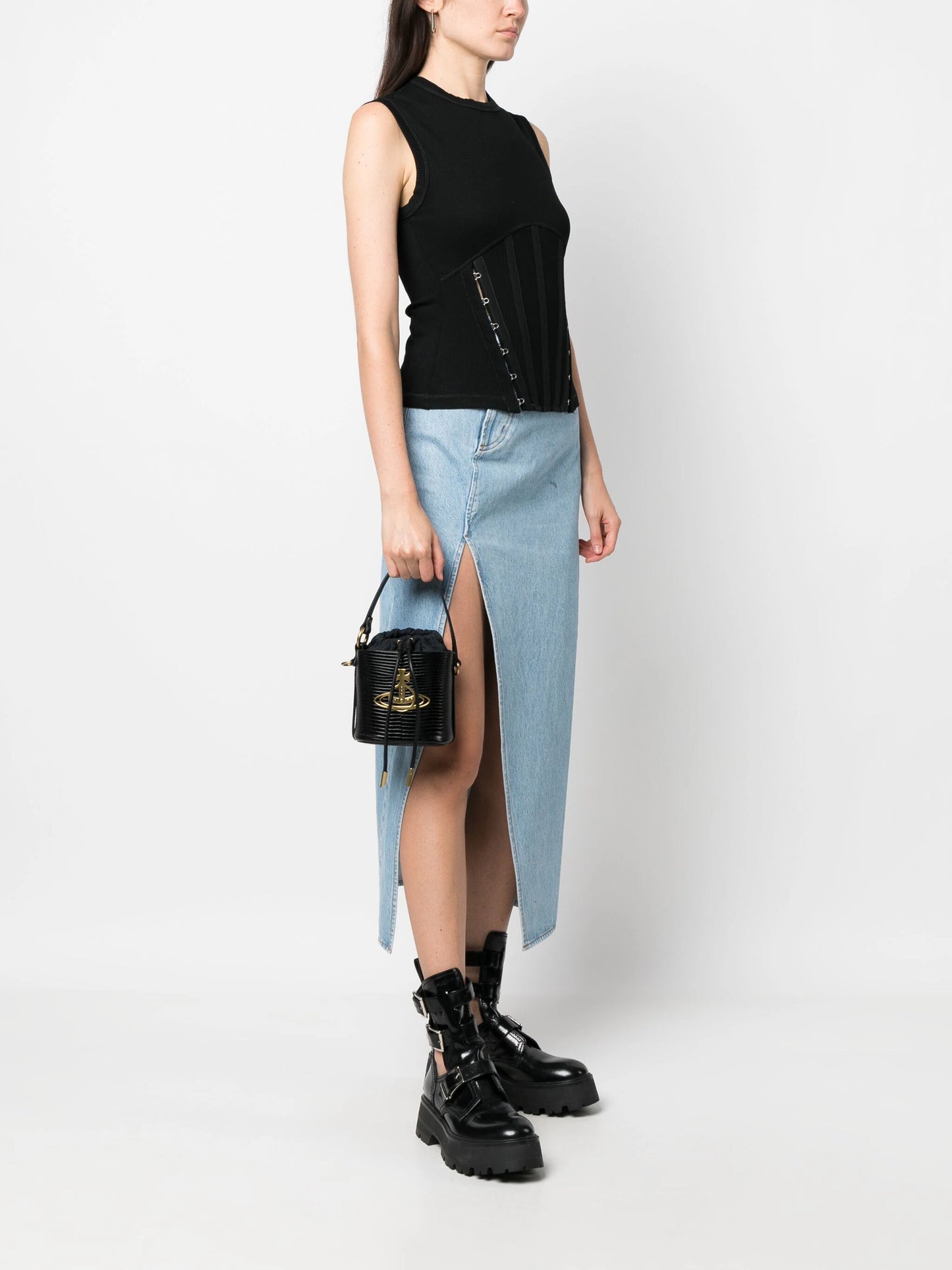 SALE★Daisy S【送込 Vivienne Westwood】Drawstring Bucket Bag Vivienne Westwood Black Daisy Drawstring Bucket Bag – Coe