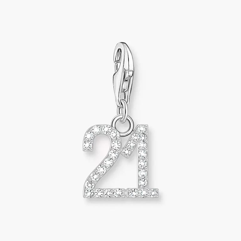 Thomas Sabo Silver Charm Pendant Number 21 with CZ