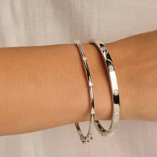 Ti Sento Classic Zirconia Bangle Silver
