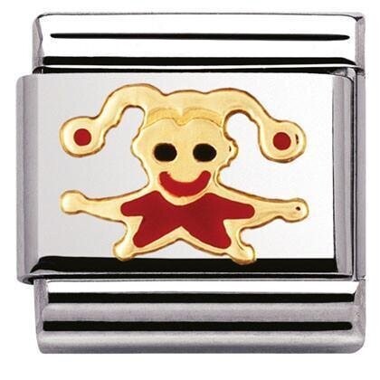 Nomination Classic 18K Yellow Gold Red And Black Enamel Joker Charm Link
